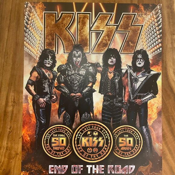 Kiss Lot. End of the Road Official Poster, Gene Simmons Print, Vtg Button - Picture 4 of 7